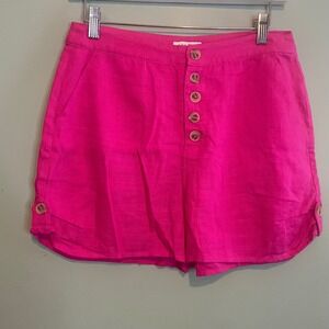 Moon River Womens Summer Travel Button Fly High Waist Hot Shorts Pink Medium